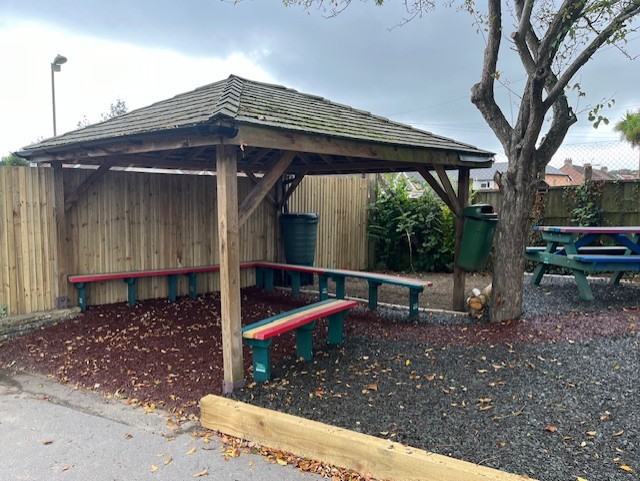 Cabin and new bench area